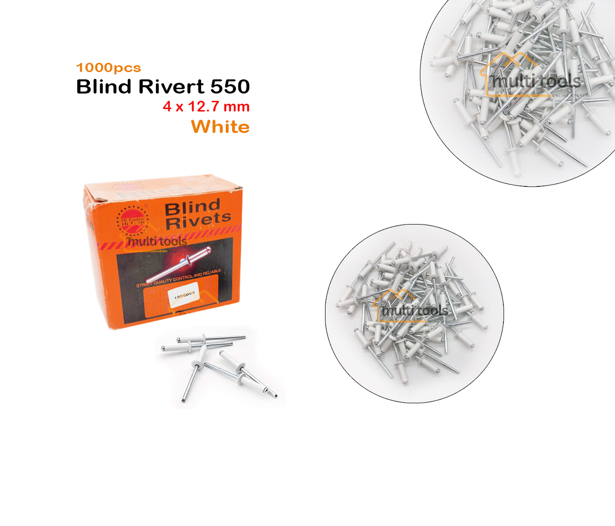 Blind Rivert 550 (4 x 12.7 mm x 1000Pcs White)
